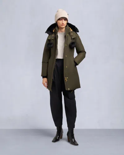 Moose Knuckles Women's Gold Series Original Stirling Shearling Trim Parka In Black
