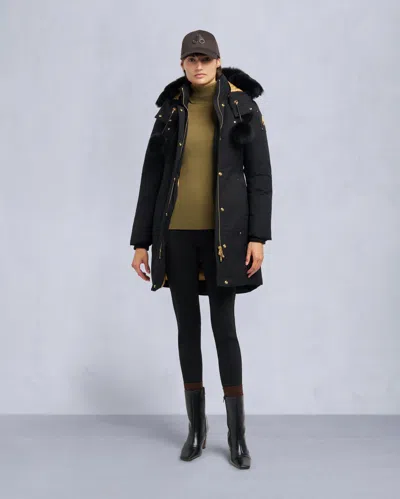 Moose Knuckles Women's Gold Series Original Stirling Shearling Trim Parka In Black