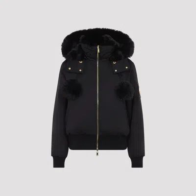 Moose Knuckles Women's Luxury Satin Bomber Down Jacket In Black