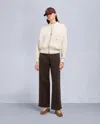Moose Knuckles Women's Mix Media Wide Leg Pant In Brown