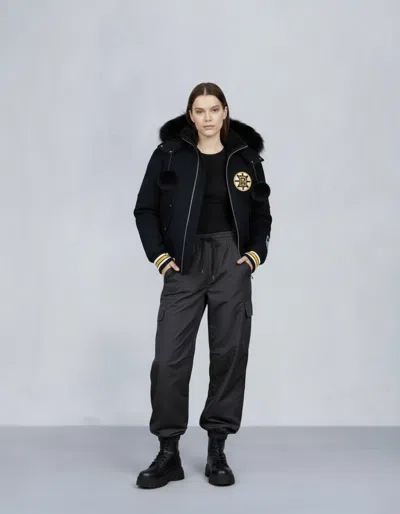Moose Knuckles Women's Nhl X  Bruins Bomber Jacket In Black