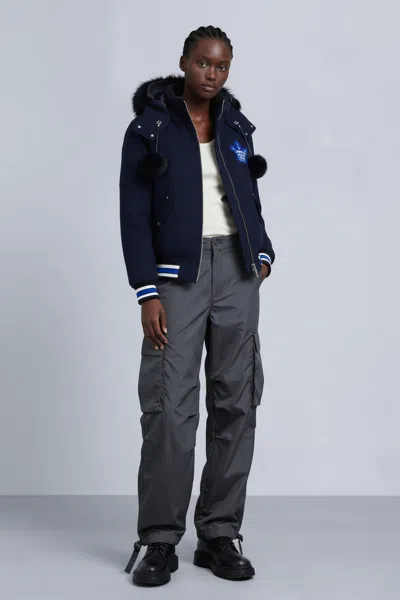 Moose Knuckles Women's Nhl X  Maple Leafs Bomber Jacket In Black