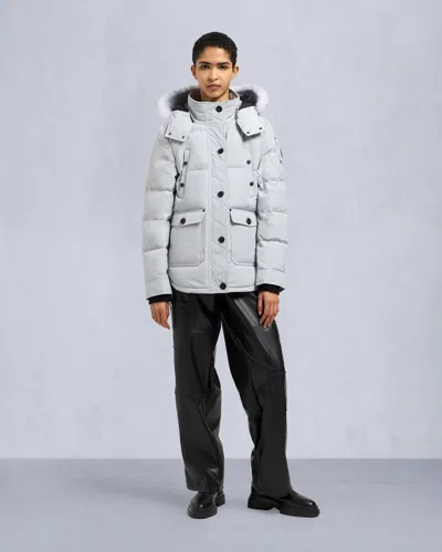 Moose Knuckles Women's Onyx Anguille Shearling Trim Jacket In White