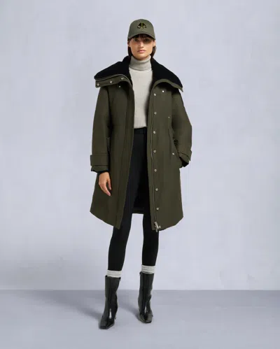 Moose Knuckles Women's Original Storm Shearling Trim Parka In Green
