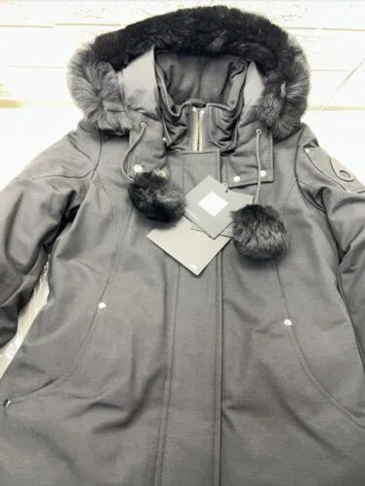 Pre-owned Moose Knuckles Women's Stirling Down Parka Jacket With Fur Trim Hood, Black Sm