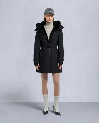 Moose Knuckles Women's Wingrove Shearling Trim Down Parka In Black