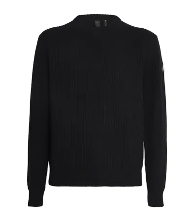 Moose Knuckles Wool-blend Ribbed Sweater In Black