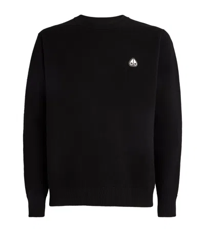 Moose Knuckles Wool-cashmere Logo Sweater In Black