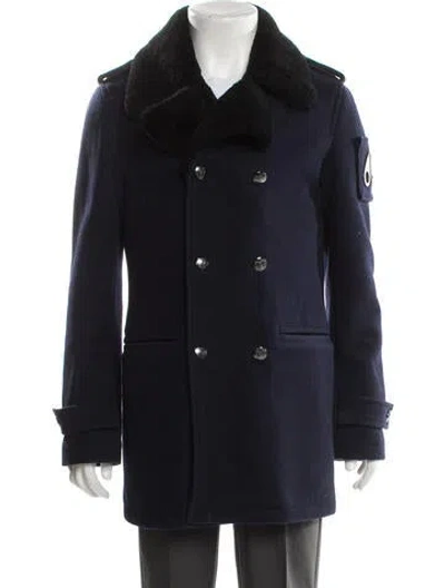 Pre-owned Moose Knuckles Wool Peacoat In Blue