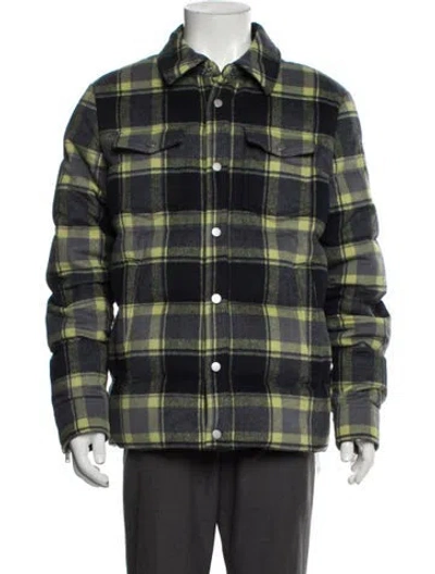 Pre-owned Moose Knuckles Wool Plaid Print Peacoat In Multi
