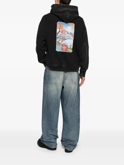 Moose Knuckles X Evisu Graphic Hooded Hoodie In Black