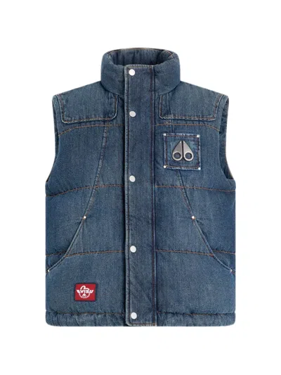 Moose Knuckles X Evisu Wattierte Weste Mit Logo-patch In Blue