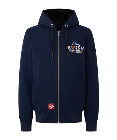 Moose Knuckles X Evisu Zip-up Hoodie In Blue