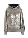 Moose Knuckles Metallic Quilted Hoodie Sleeve Pocket In Silver