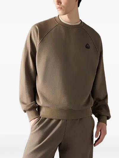Moose Knuckles Yul Logo-patch Raglan-sleeve Sweater In Brown