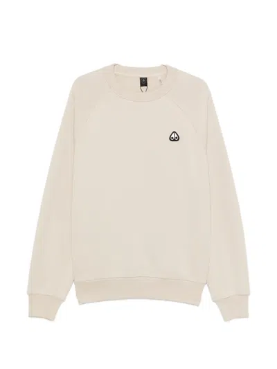 Moose Knuckles Yul Relaxed-fit Cotton-blend Crewneck Sweatshirt In Neutral