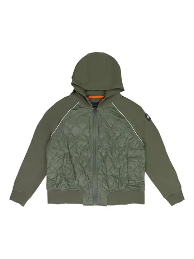 Moose Knuckles Zip Quilted Hoodie In Green