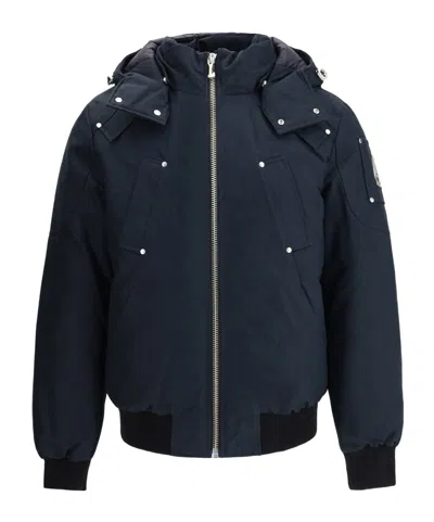 Moose Knuckles Hooded Logo-plaque Bomber Jacket In Multi