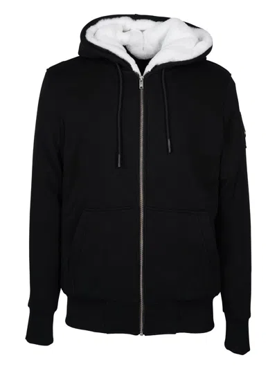 Moose Knuckles Zip-up Drawstring Hoodie In Black