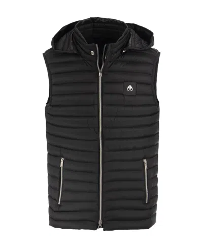 Moose Knuckles Zip-up Hooded Gilet In Black