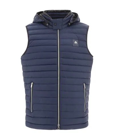 Moose Knuckles Zip-up Hooded Gilet In Blue