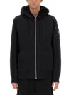 Moose Knuckles Zip-up Hoodie With Ribbed Cuffs In Black