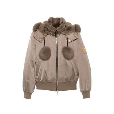 Moose Knuckles Zip-fastening Hooded Bomber Jacket In Brown