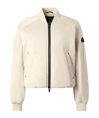 Moose Knuckles Zip-fastening Ruched-sleeve Jacket In Neutral
