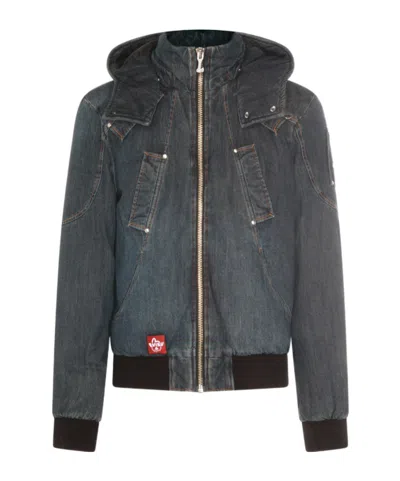 Moose Knuckles Zipped Hooded Jacket In Blue