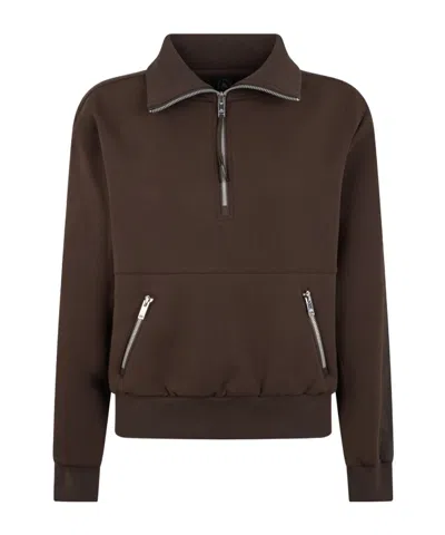 Moose Knuckles Zipped Sweatshirt In Brown