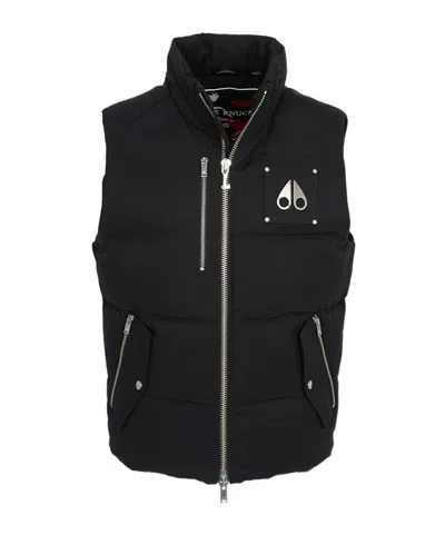 Moose Knuckles Zippered Down Vest In Black
