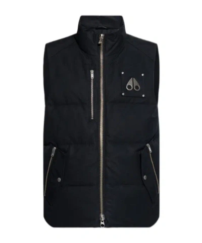 Moose Knuckles Montreal Brand-plaque Cotton-blend-down Vest In Black