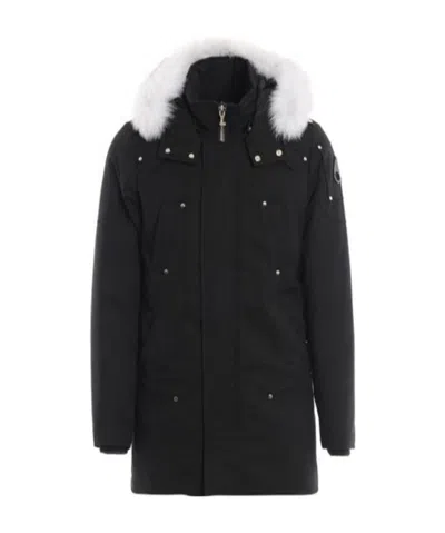 Moose Knuckles Zippered Hooded Down Jacket In Black