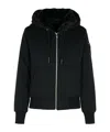 Moose Knuckles Logo-patch Faux-fur Hoodie In Black