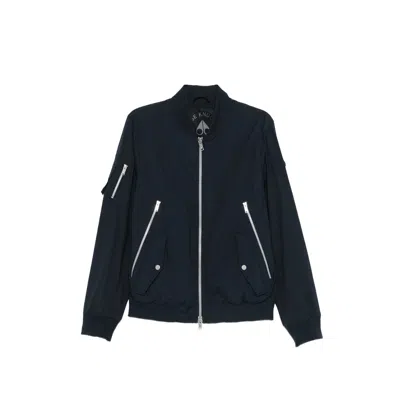 Moose Knuckles Zip-pocket Bomber Jacket In Blue
