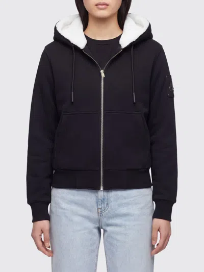 Moose Knuckles Zip-up Cotton-blend Hoodie With Applied Logo In Black