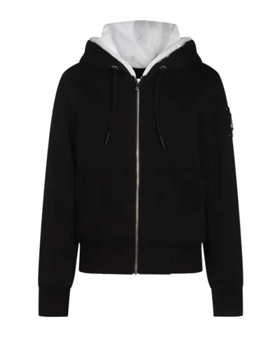 Moose Knuckles Bunny Logo-patch Drawstring Hoodie In Black