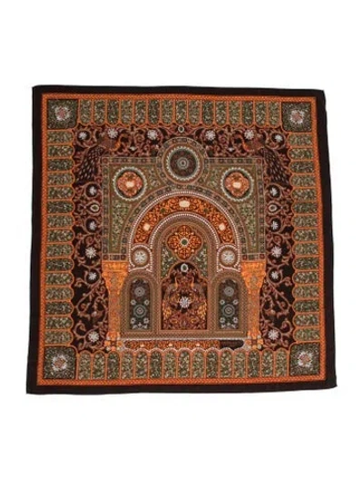 Pre-owned Morabito Paris Silk Printed Scarf In Brown