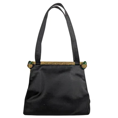 Pre-owned Morabito , Paris Silk Satin Triangular Form Evening Purse In Black