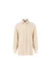 Moracée Beige Striped Silk Shirt For Women In Bone
