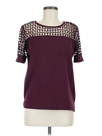 Pre-owned Moral Fiber Short Sleeve Top Burgundy Square Neckline Tops