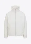 Mordecai High Collar White Jacket With Relaxed Fit In Ivory