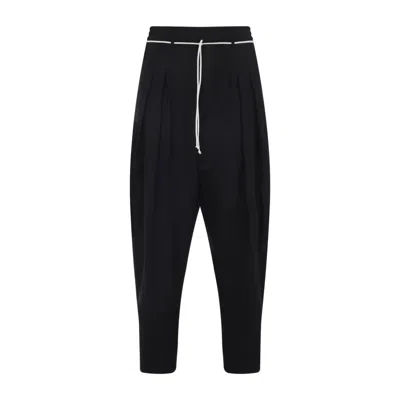Mordecai Black Virgin Wool Drawstring Pant