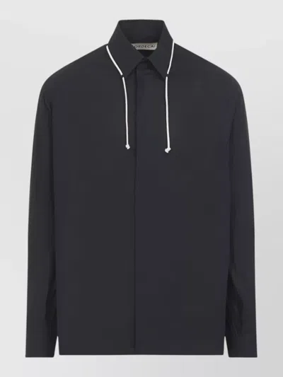 Mordecai Cord Shirt Button Down Collar Drawstring In Black