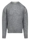 Mordecai Grey Melange Mohair Crewneck Sweater In Gray