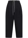 Mordecai Black Virgin Wool Pleated Drawstring Structured Wool Trousers In Black