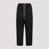 Mordecai Black Virgin Wool Pleated Drawstring Structured Wool Trousers In Black W Stripes