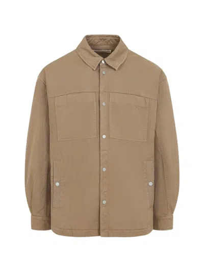 Mordecai Flap Pocket Stripe Back Shirt In Brown