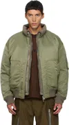 Mordecai Green Double Layer Down Reversible Bomber Jacket In Green