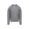 Mordecai Grey Melange Mohair Crewneck Sweater In Gray